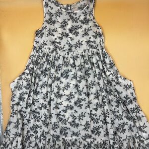 Girls White Floral Sleeveless Dress